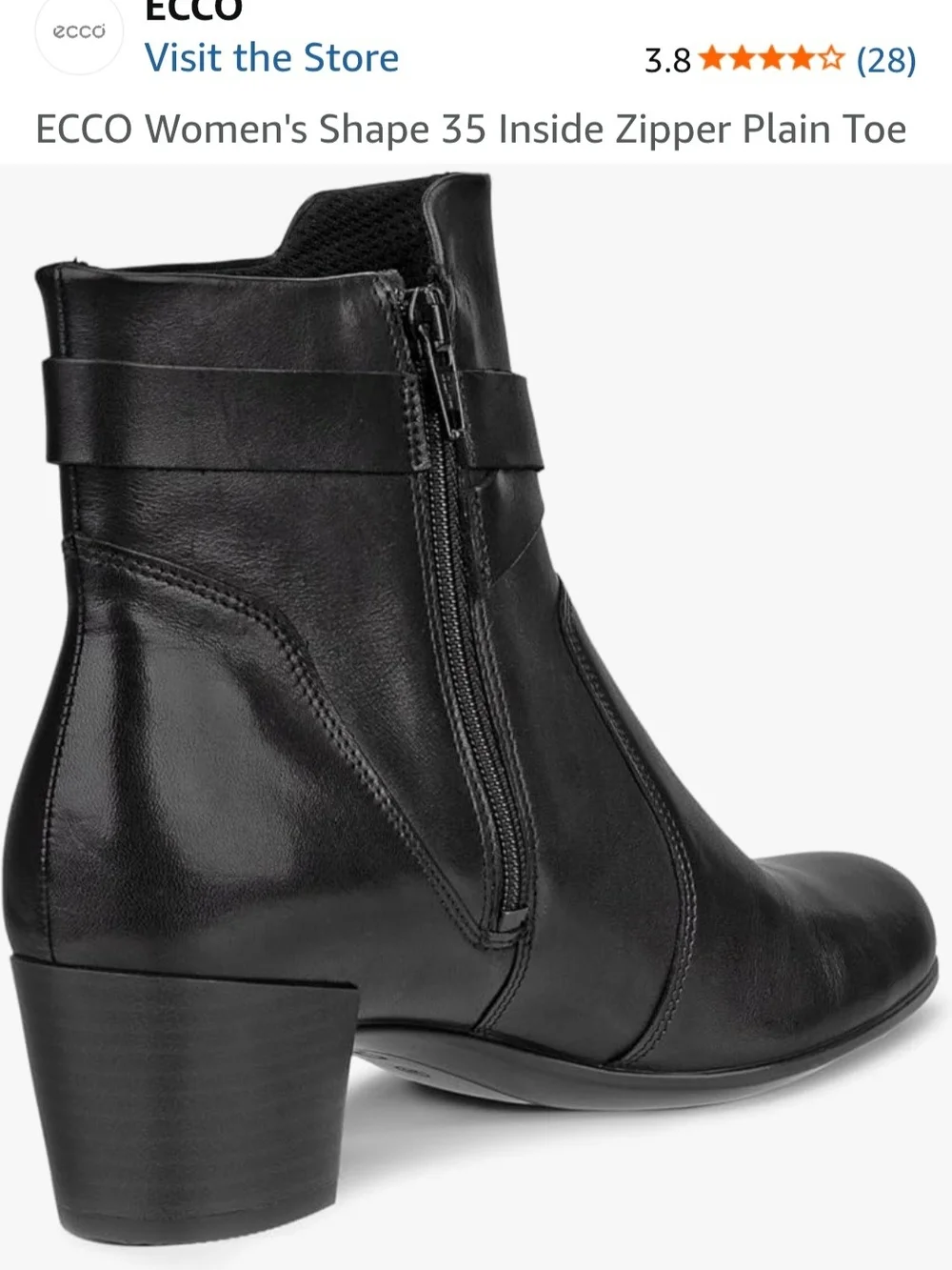ECCO Women's Black Leather Ankle Boot - Shape 35